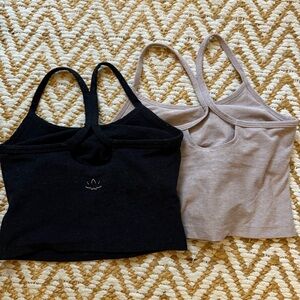 Beyond Yoga Black and Light Pink Tank Tops